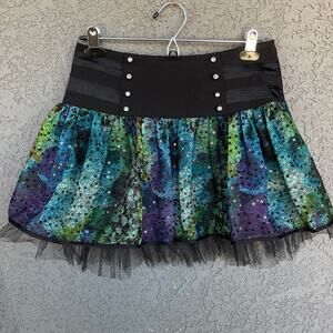 Jarsicon Fairy‎ Skirt Womens Medium Sequin Witchy Whimsigoth Fairy Grunge Mini